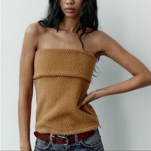 NWT Zara Sherpa Strapless Top Size XS